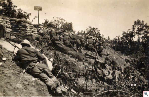 WWI Battle of the Piave River Italian position along the Piave river before the attack